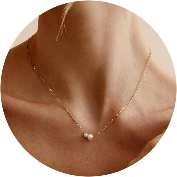 🆕 Women Gold Pearl Choker Necklace Trendy Chain Layered Birthday Jewelry Gifts - Picture 1 of 7